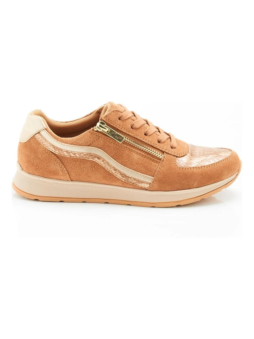Tennis empiècements fantaisie animaliers  lacets Amortyl   Damart   Camel