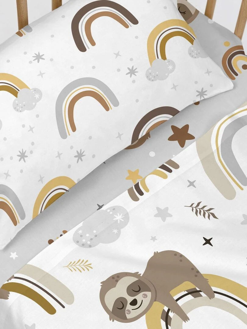 Drap housse Sleepy sloth Berceau "Happyfriday" Multicolore