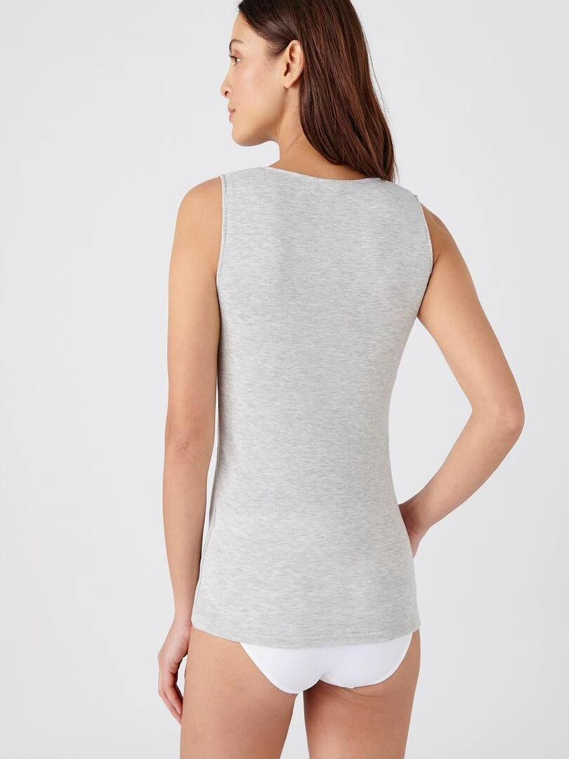 Débardeur fine côte guipure Thermolactyl   Damart   Gris chiné