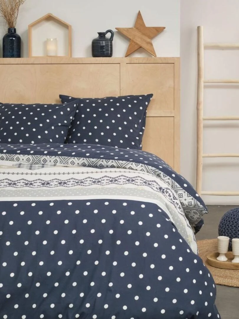 Housse de couette flanelle Today 2.20 + taie(s) 100% coton Bleu