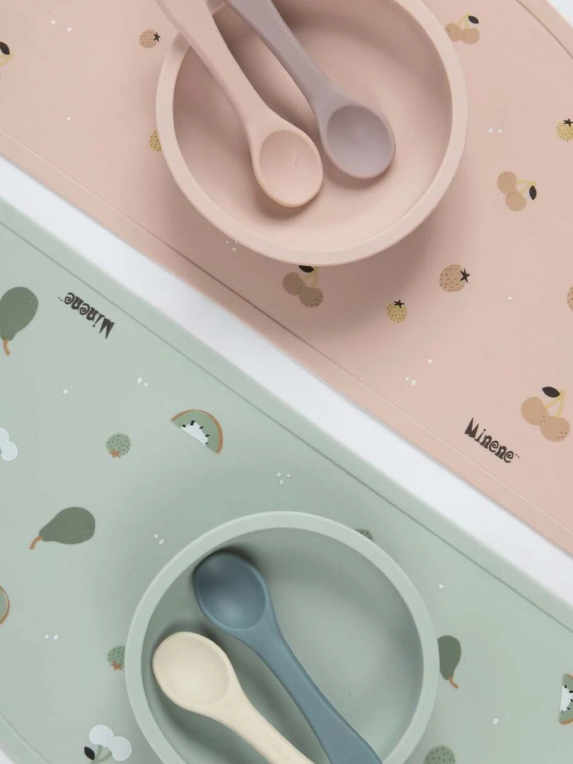 Set de table en silicone alimentaire  fruits   Vieux rose