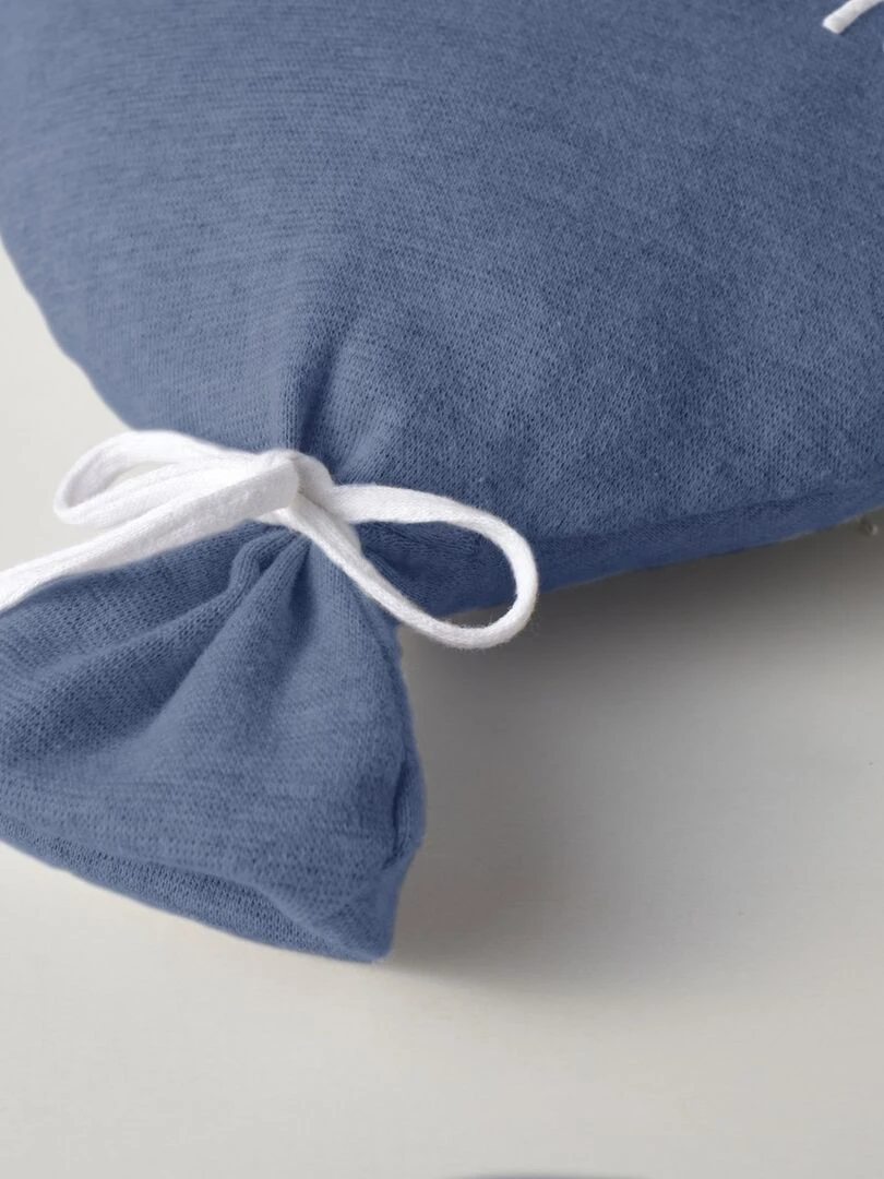 Coussin bébé en coton tricoté ballon "Welcome Little One" Bleu