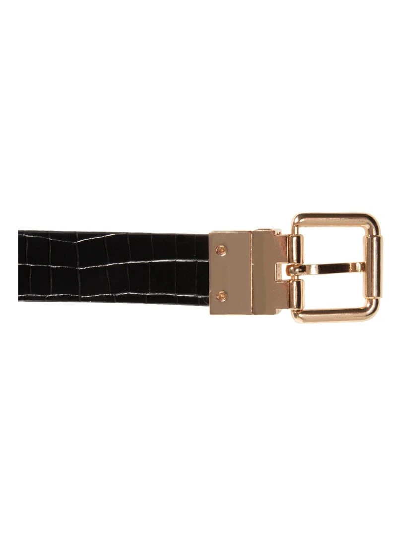 Ceinture Femme 2 en 1 Noir et Beige   Noir Beige