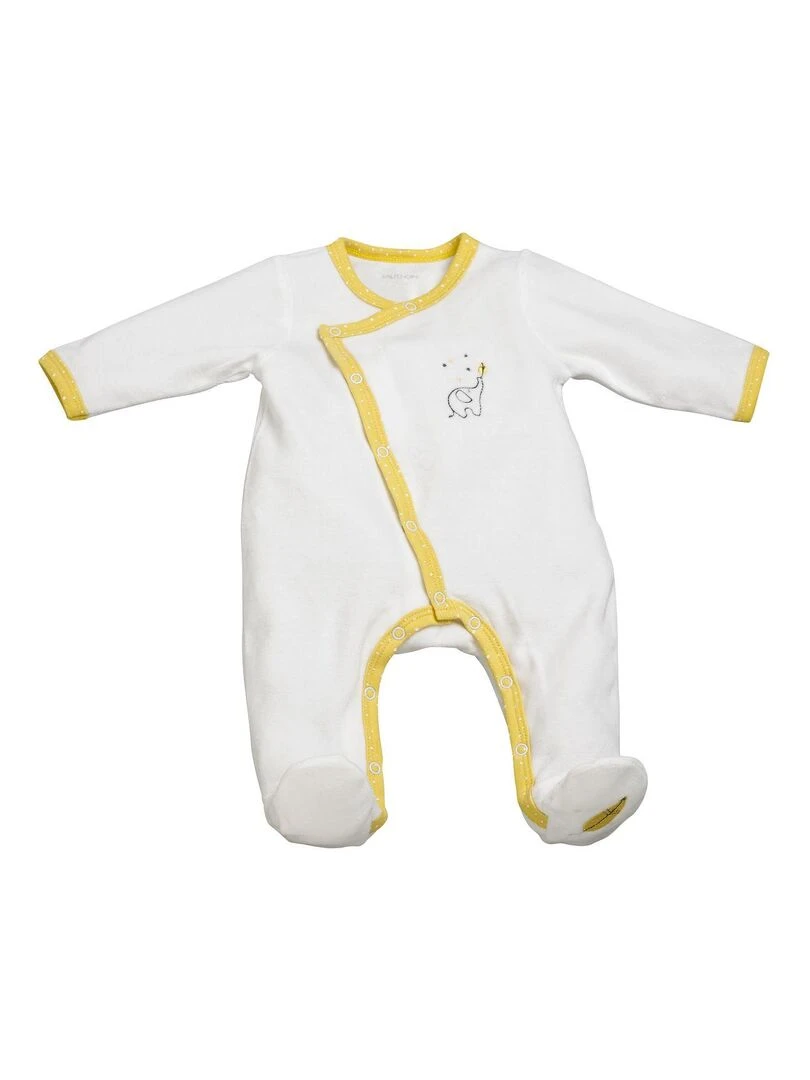 Pyjama bébé en velours SAUTHON Blanc Jaune