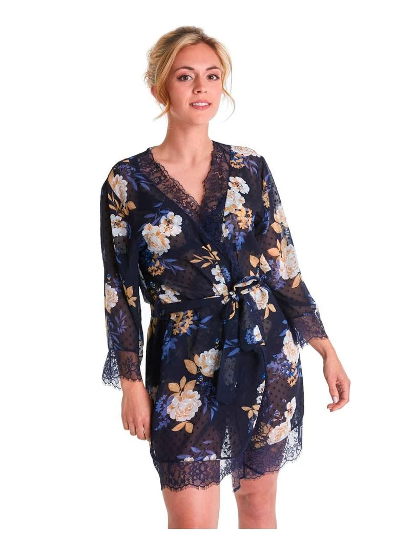 Kimono DOUX REVE Brigitte Bardot Lingerie Bleu