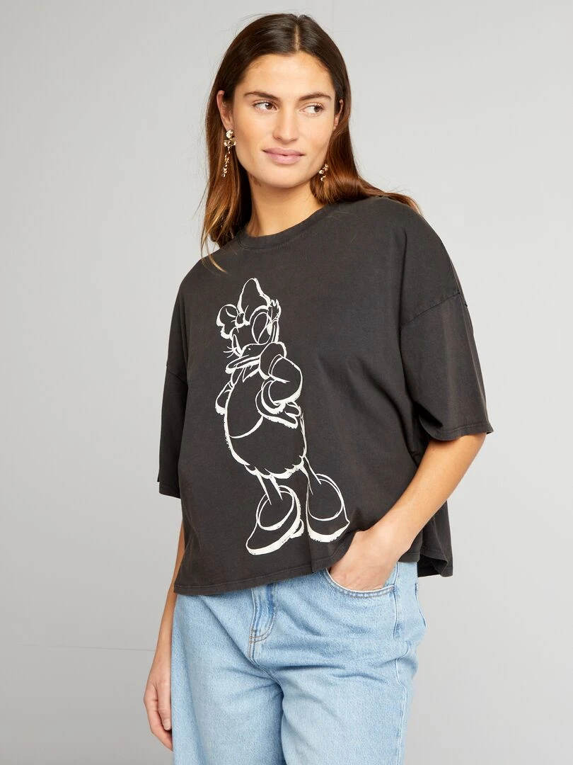 T shirt 'Daisy' manches courtes   Noir