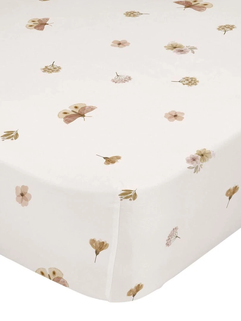 Drap housse Butterfly "Happyfriday" Blanc