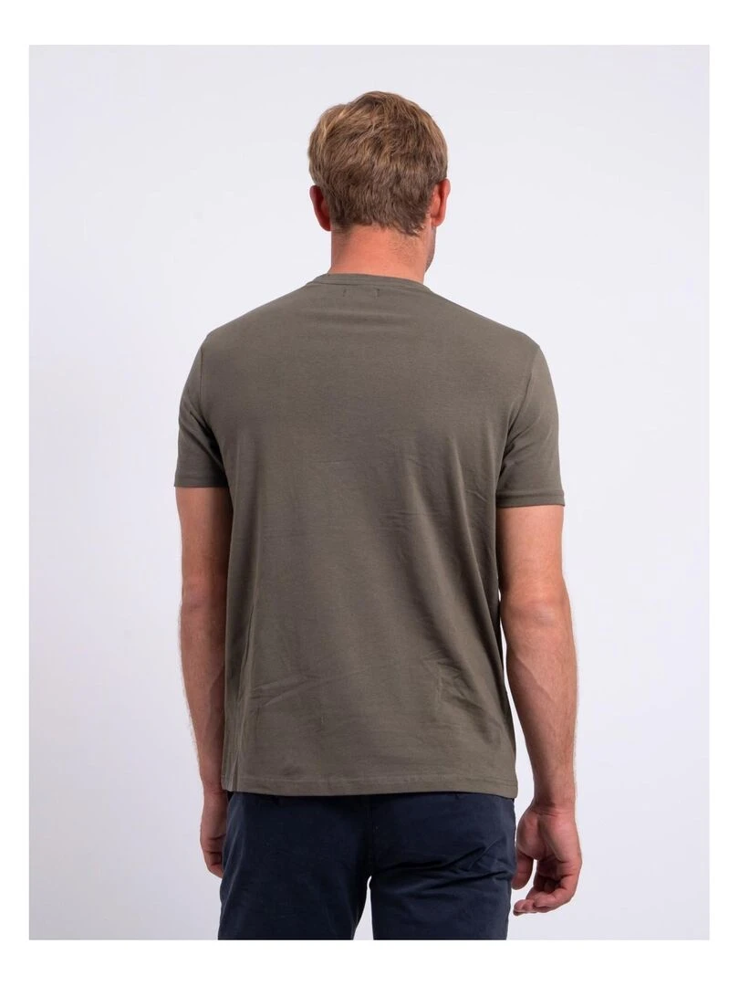 T shirt col V pur coton NERIJ Kaki
