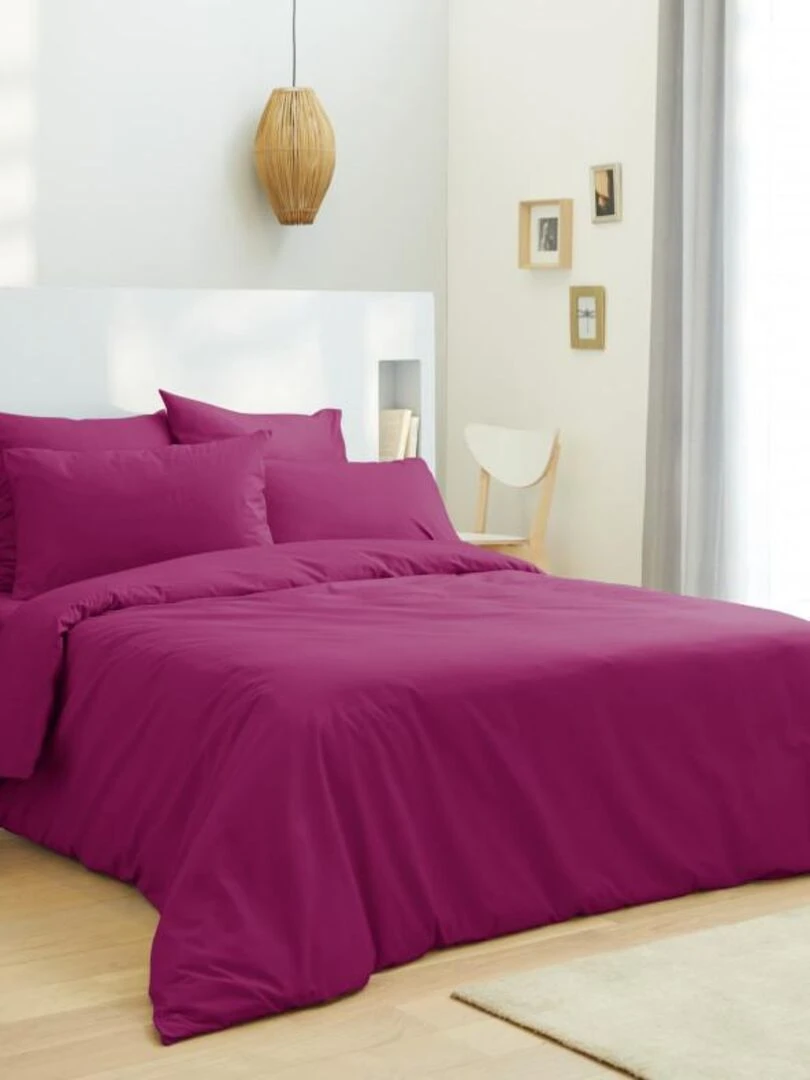 Housse De Couette Fushia 260 X 240 Cm / 100% Coton / 57 Fils/cm² Pour Lit 2 Places "king Size"   Rose fushia