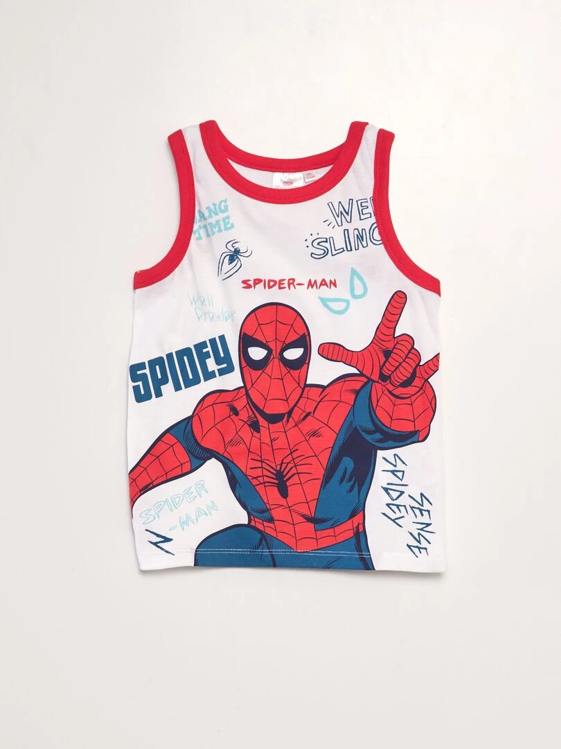 Pyjama court 'Spider Man' débardeur + short   2 pièces   Blanc