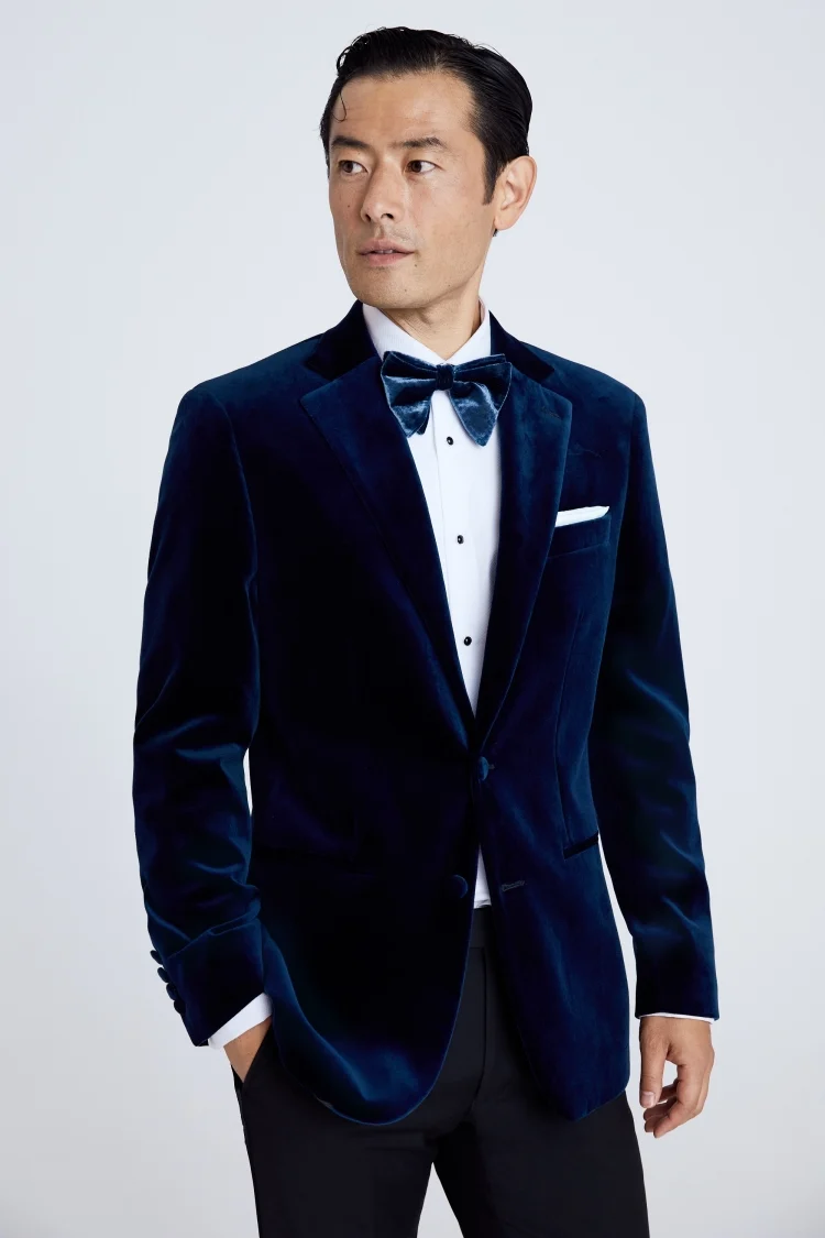 Regular Fit Blue Velvet Jacket Buy Online at Moss