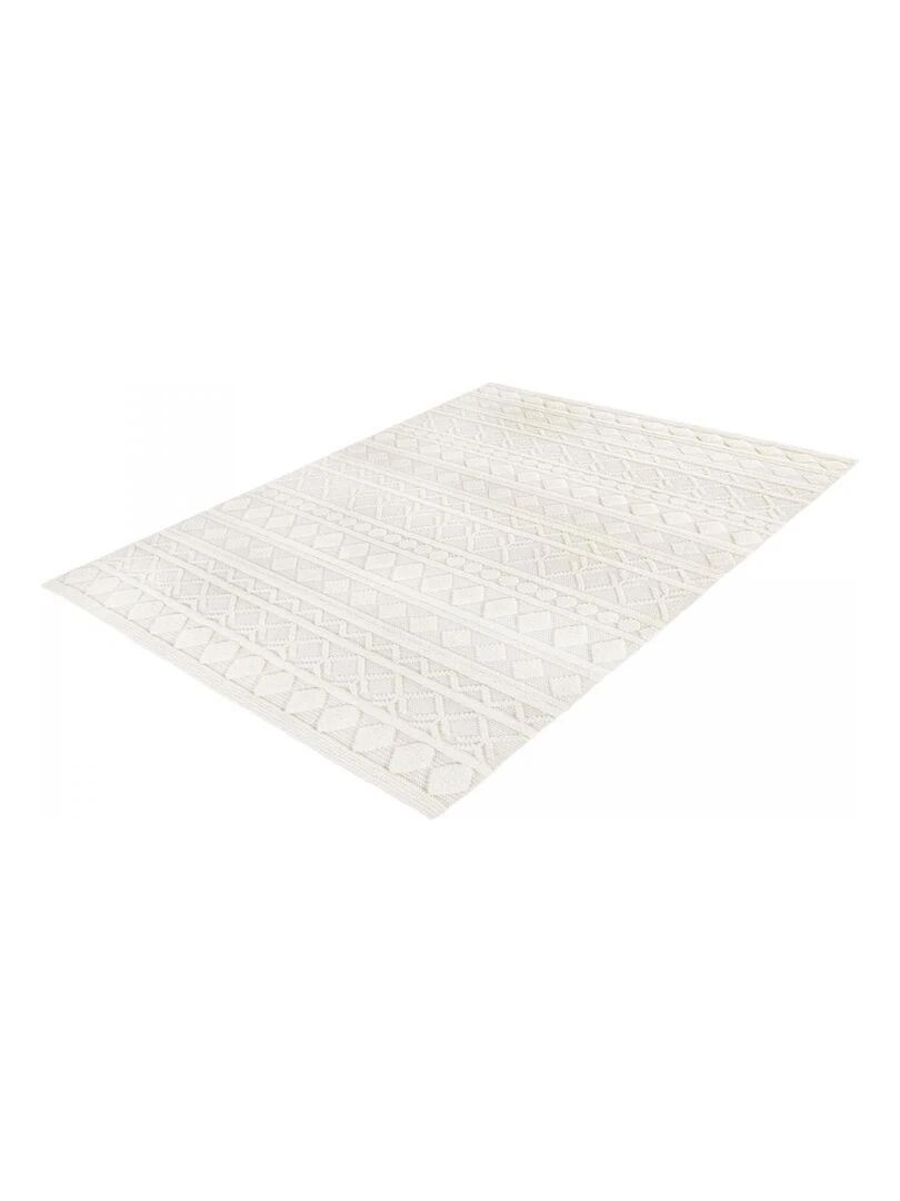 Tapis salon TINCA tissé en laine   Ecru