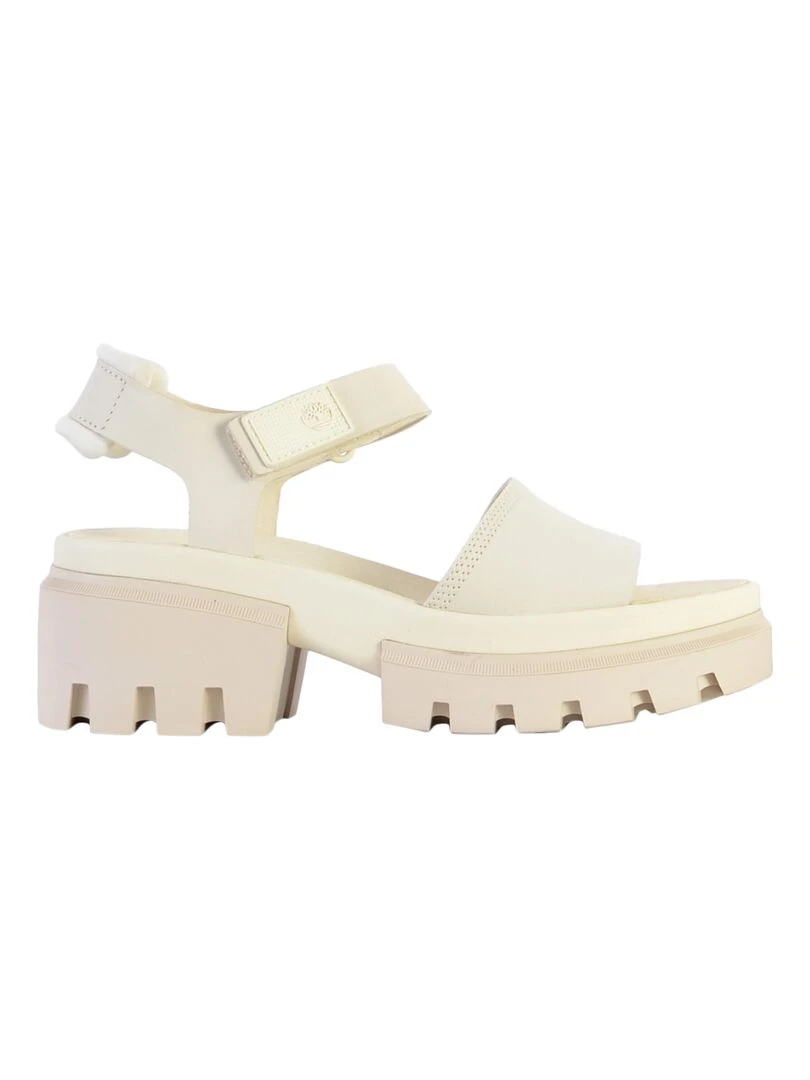Sandale Compensée Cuir Timberland Evereleigh Backstrap Blanc