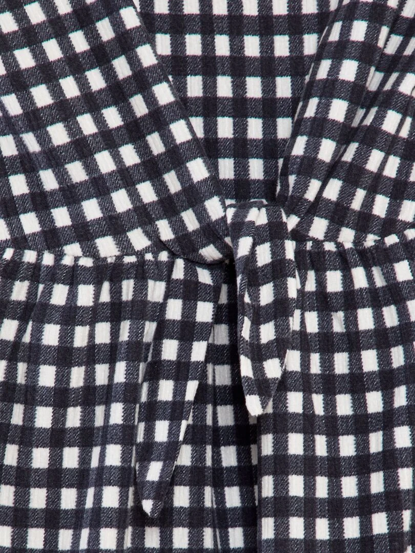 Robe à motif avec liens à nouer à la taille   Noir