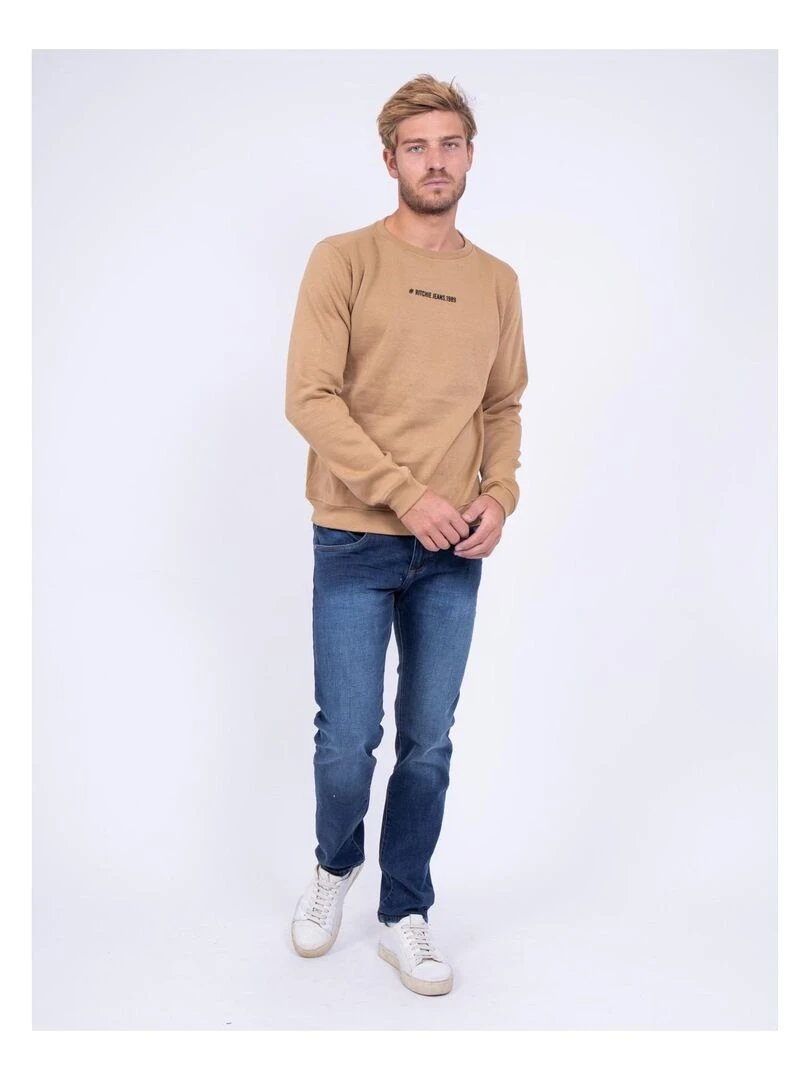 Sweat col rond WETTO   Beige