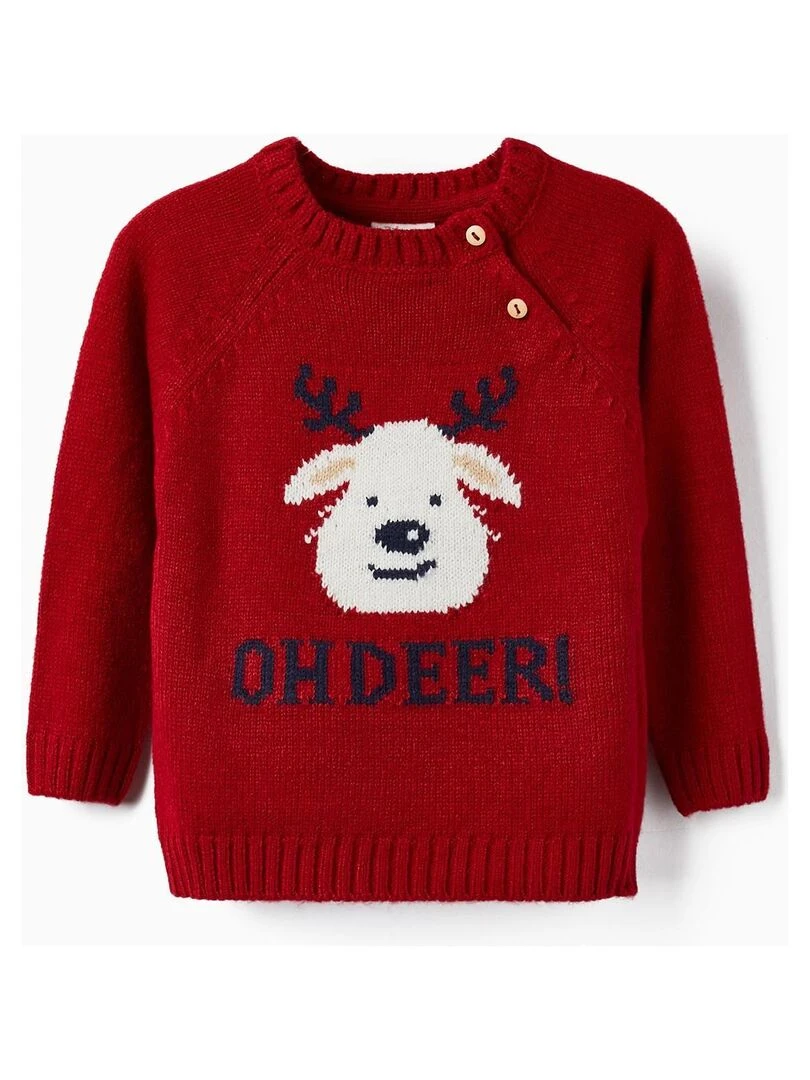 Pull en Maille pour Bébé 'Renne Noël' NOËL Rouge
