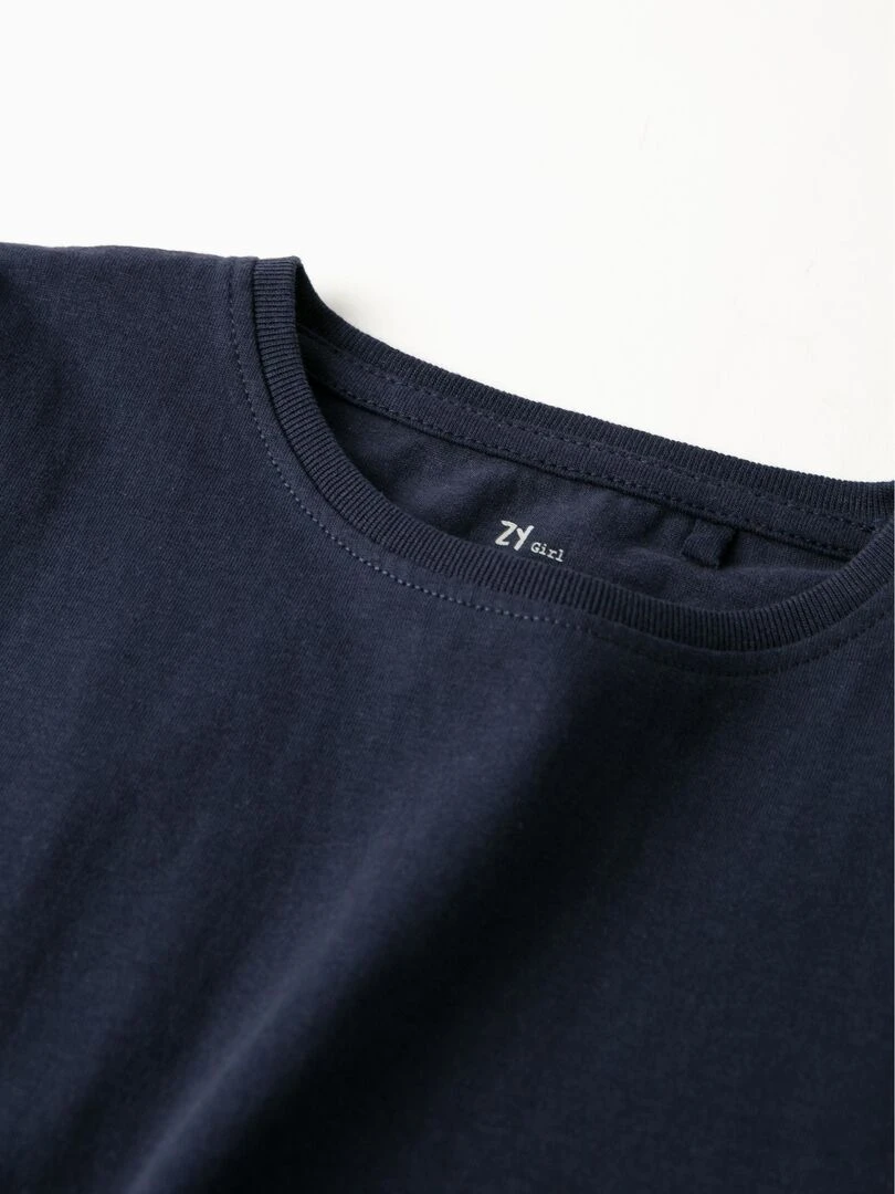 2 T Shirts Unis Fille manches courtes  DISRUPTION   Bleu nuit