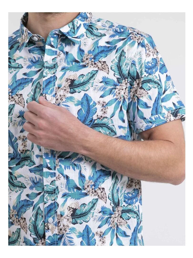 Chemise manches courtes pur coton DIRIDIC   Blanc