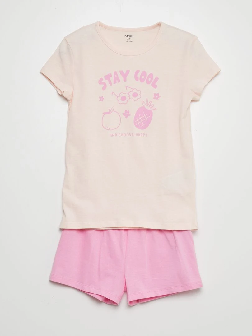 Ensemble pyjama court imprimé 2 pièces Rose