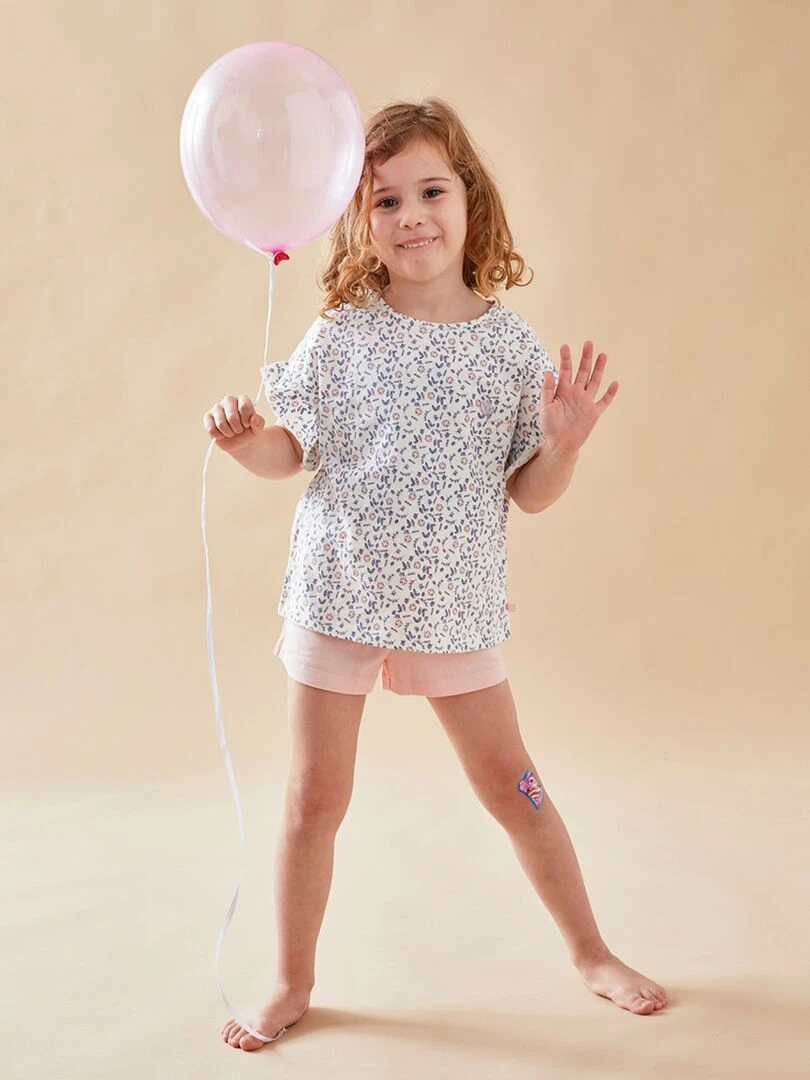 Pyjama 2 pièces rayé en jersey clair/ Noukie's Beige