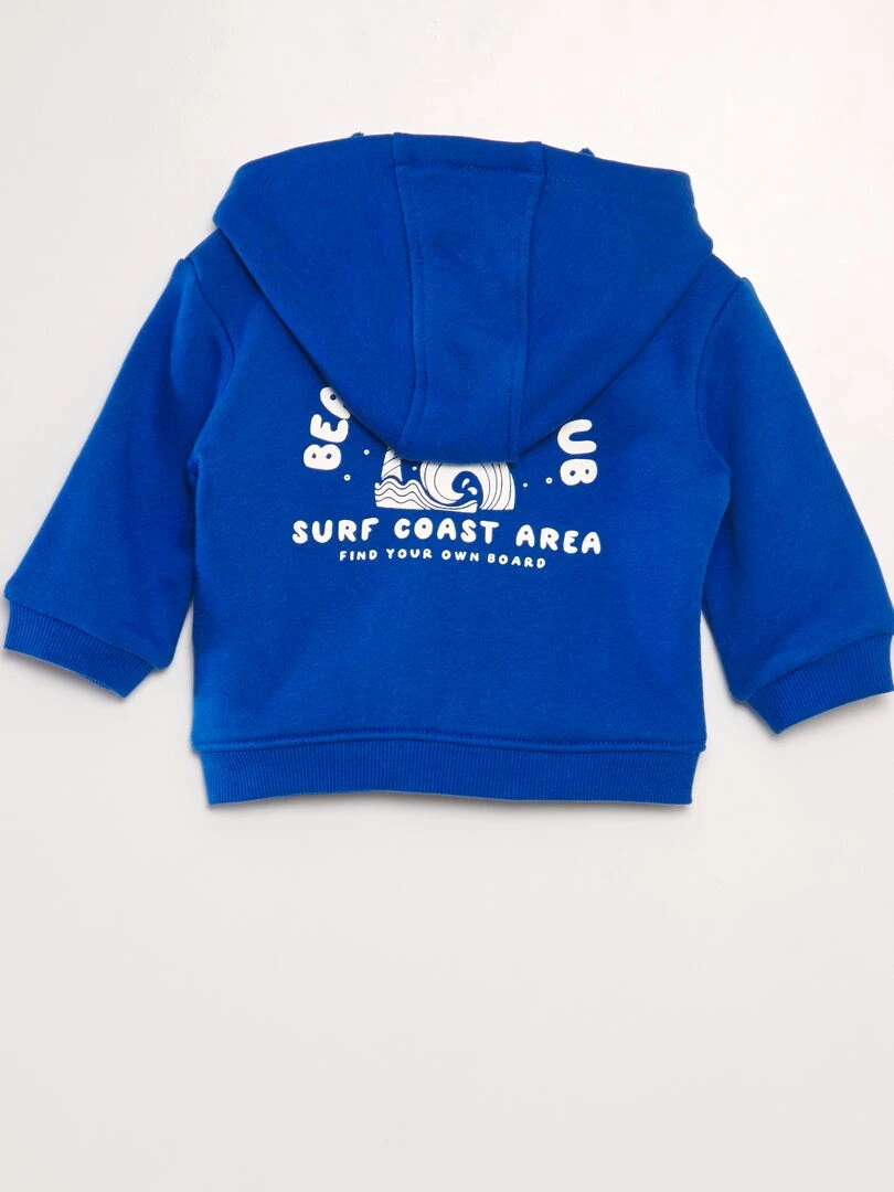 Sweat zippé à capuche à imprimé   Bleu