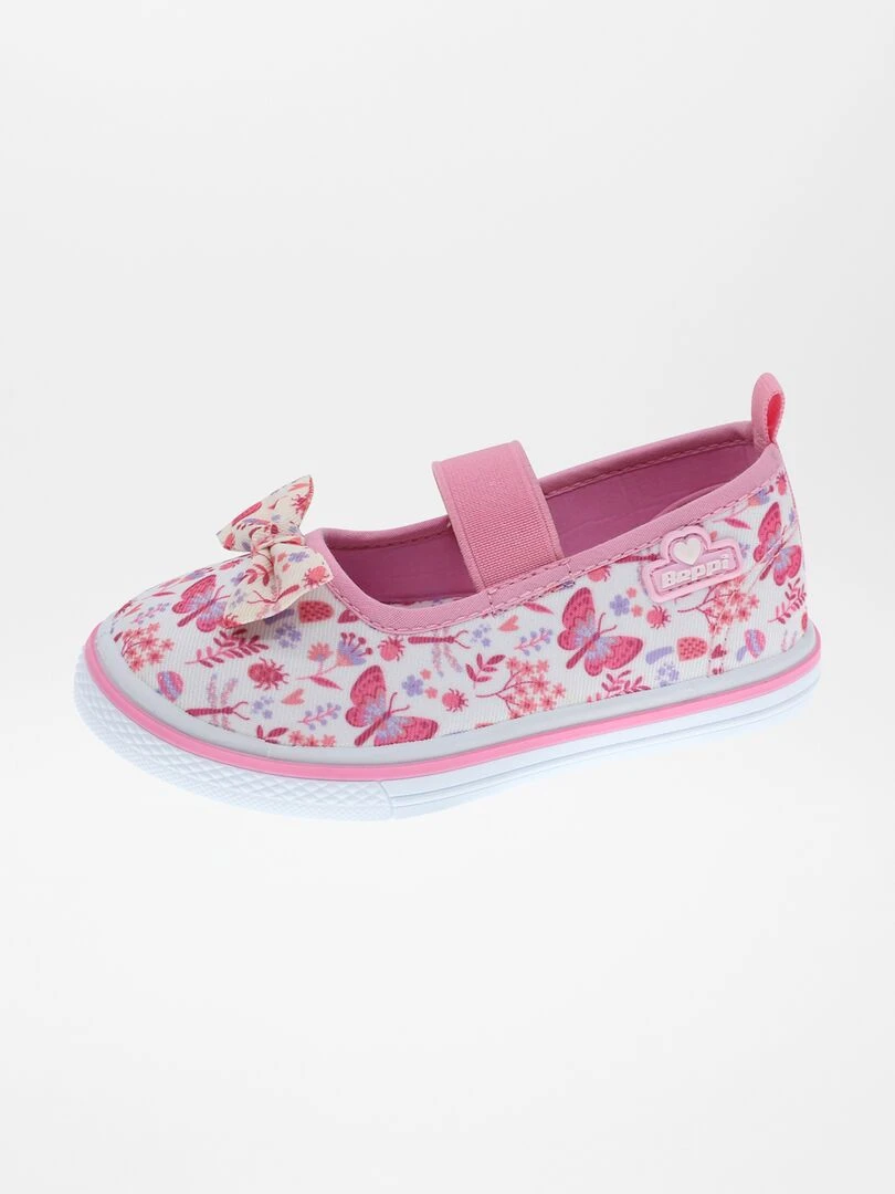 Ballerines en toile fleurie Rose