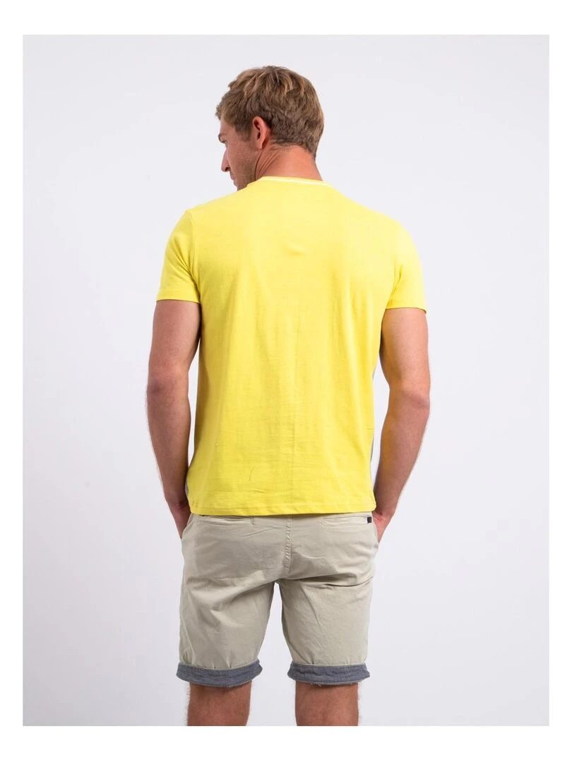 T shirt col rond pur coton NABELO Jaune