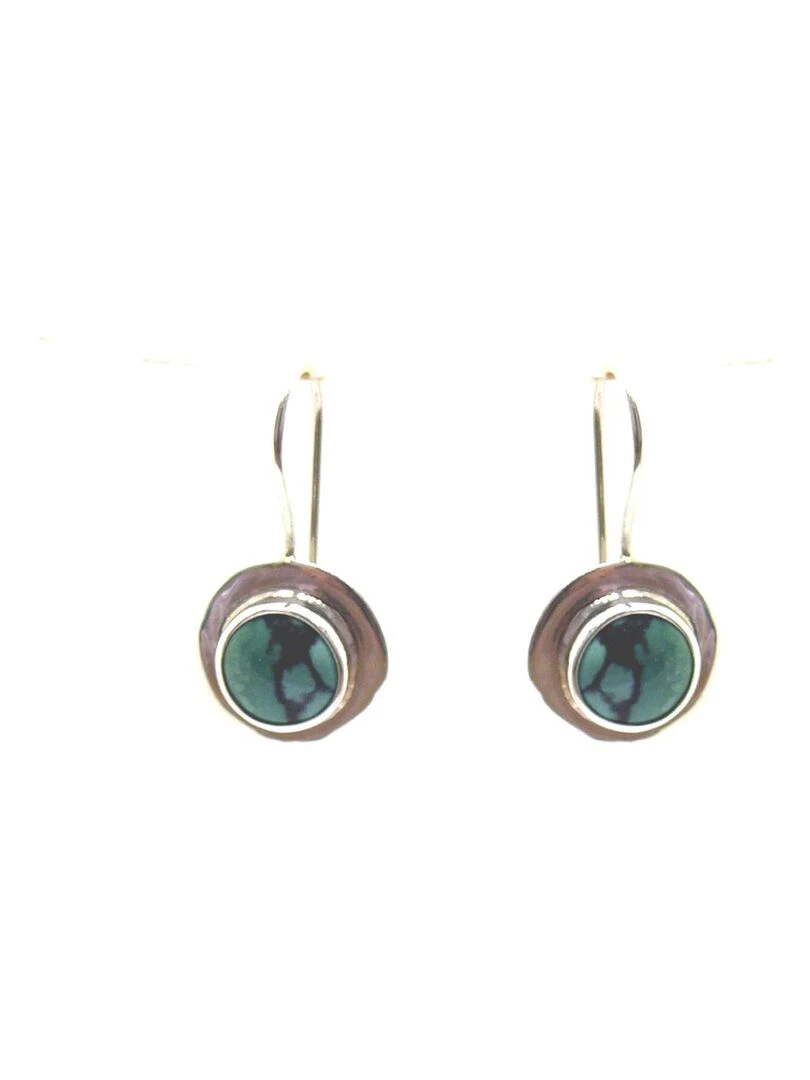 Dormeuses turquoise & argent Bijoucolor Bleu