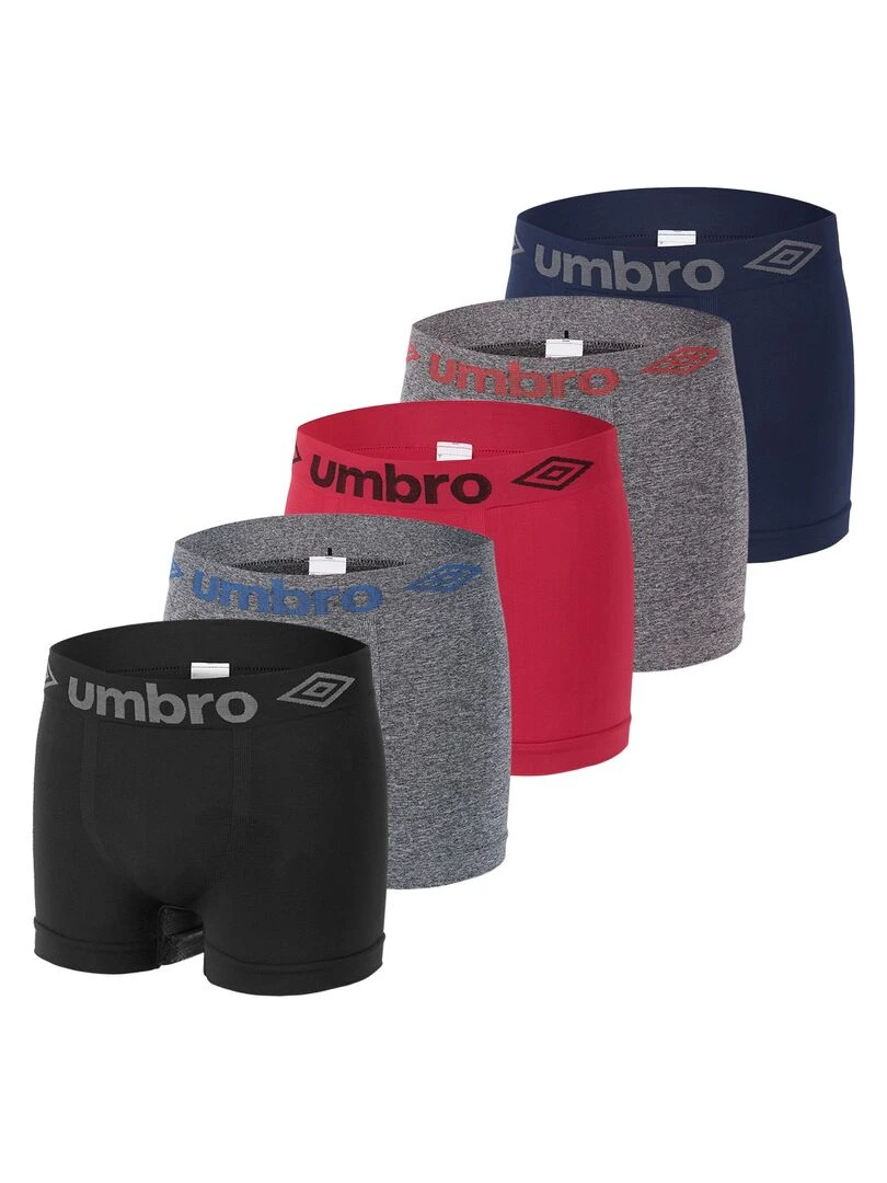 Lot de 5 Boxers homme sans couture Umbro Gris Noir Bleu