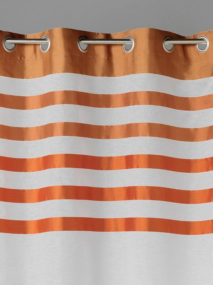Voilage avec parement à rayures satinées et colorées Orange
