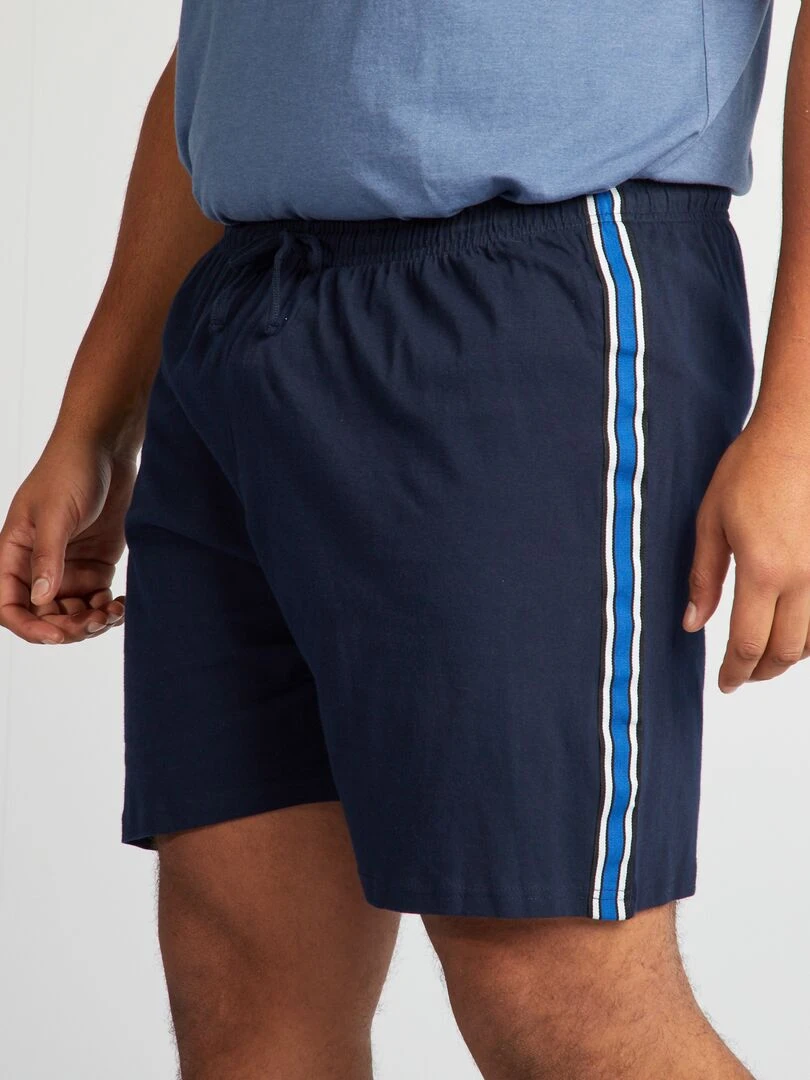 Pyjma court   Tee shirt + short   2 pièces   Bleu marine