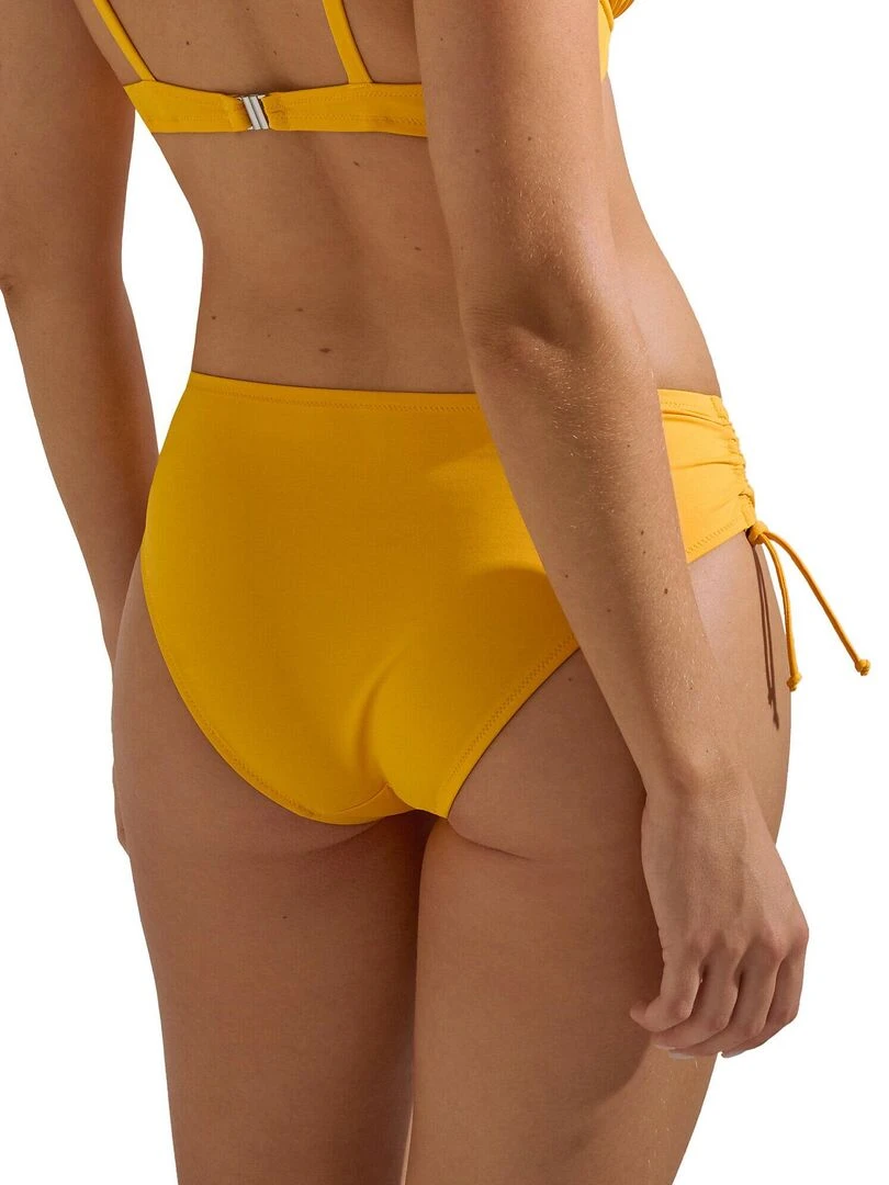 Bas maillot slip de bain taille haute côtés réglables Palma Jaune