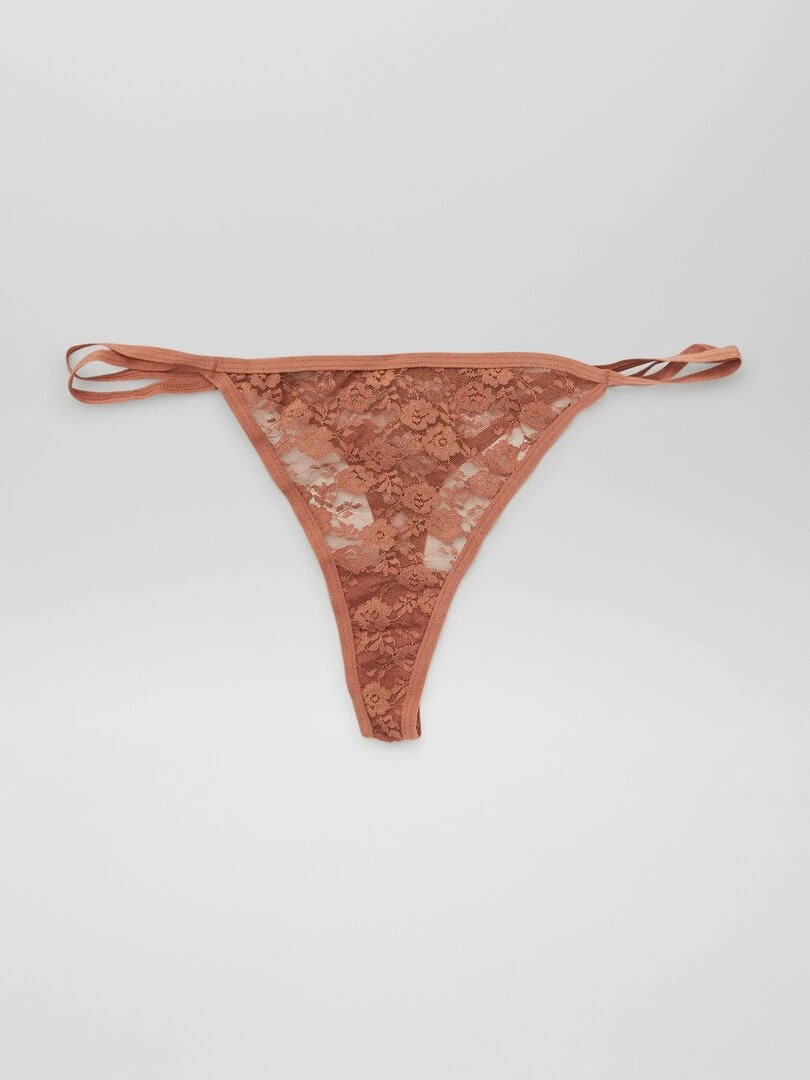 Lot de 3 strings en dentelle   Beige/marron