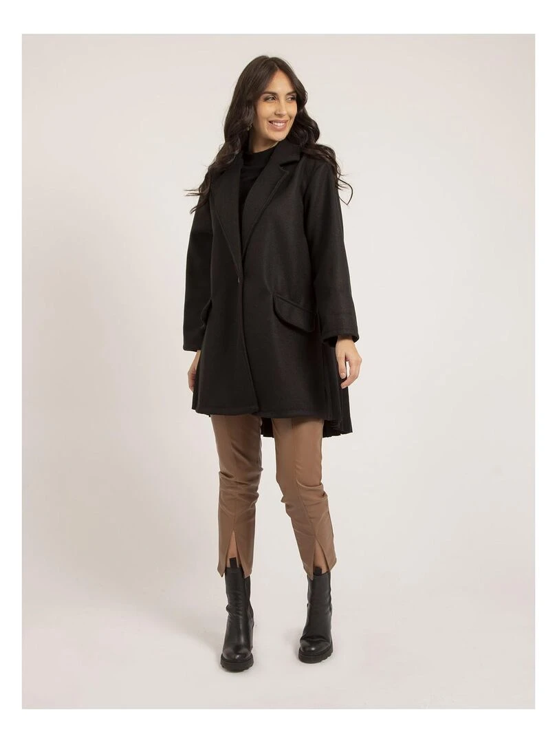 Manteau mi long plissé ULBAD   Noir