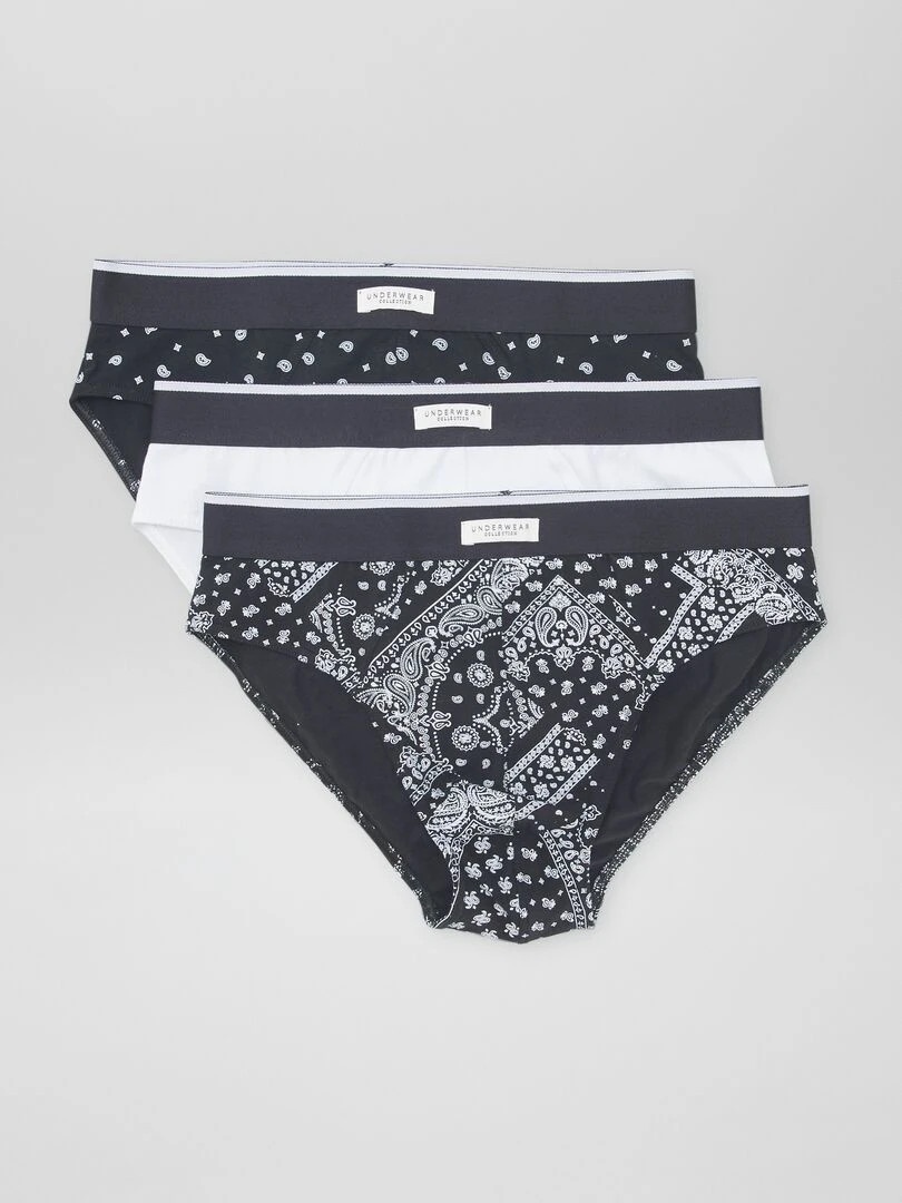 Lot de 3 slips imprimés Noir