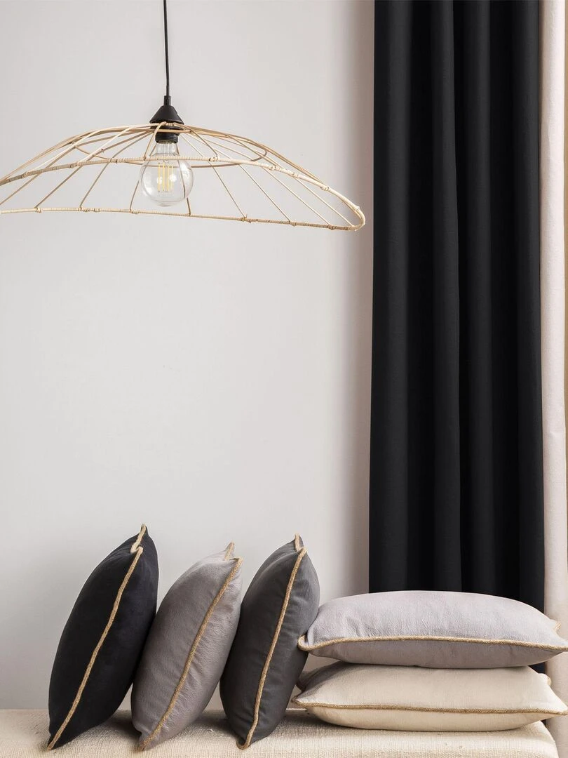Rideau en coton recyclé avec œillets 'Deko&co'   Noir