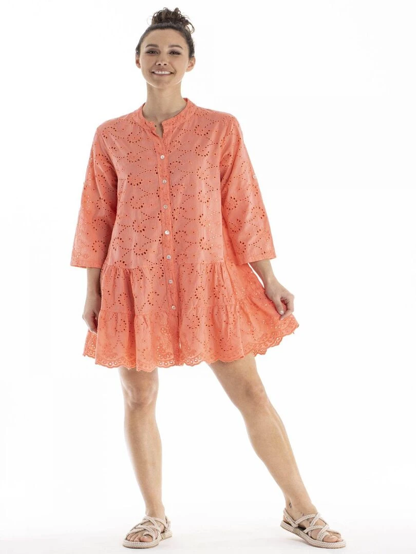 Robe mao RAISSA Gérard Pasquier Orange corail