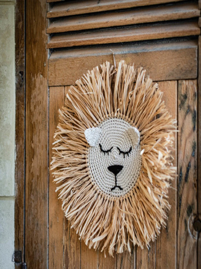 Décoration Murale Tête De Lion Safari Graou (48 Cm) Beige