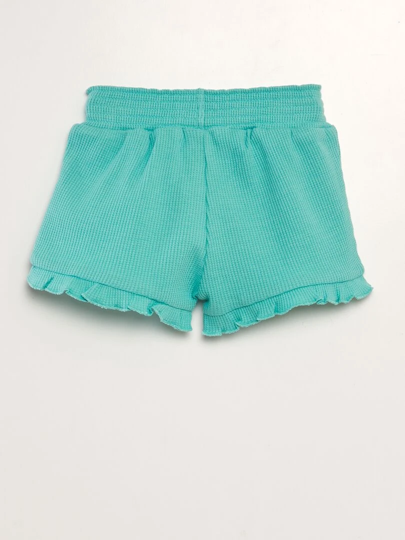 Short en nid d'abeilles bleu vert
