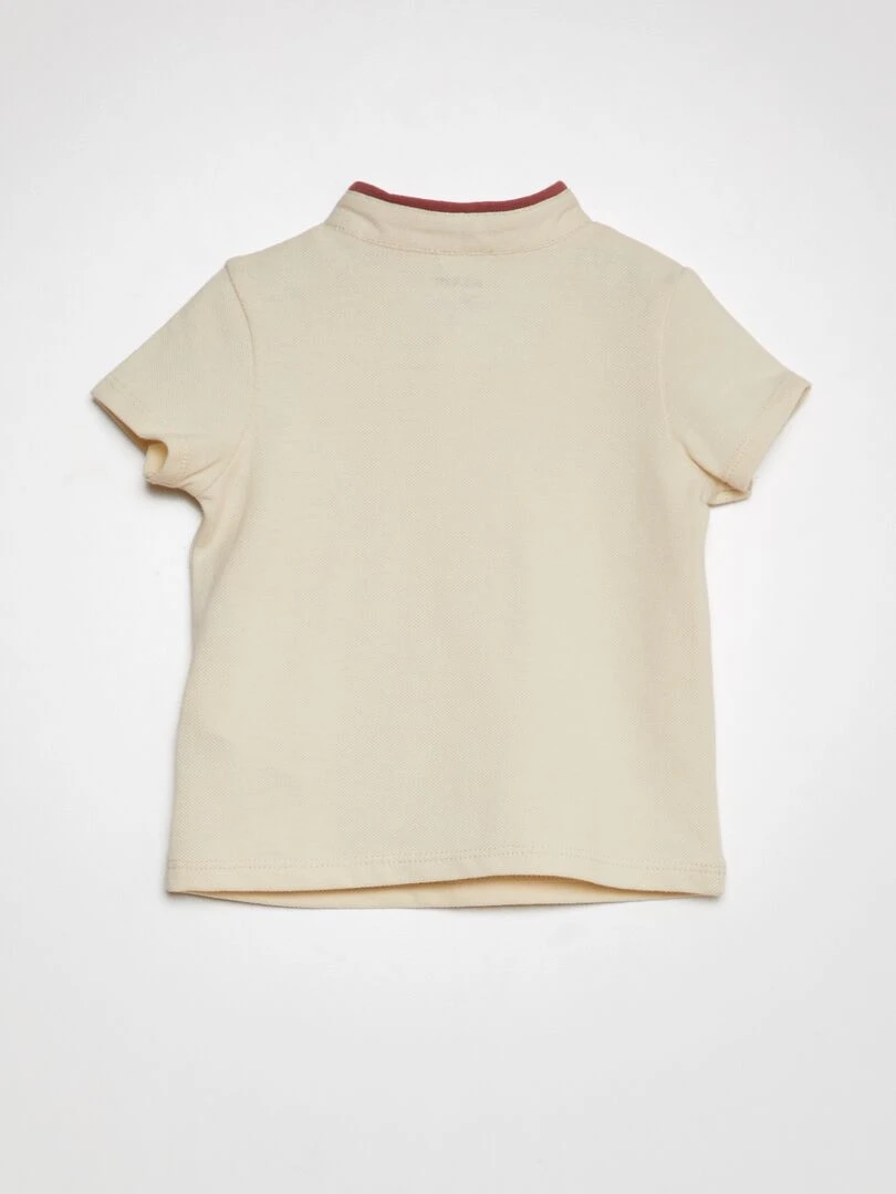 Ensemble 2 pièces   Tee shirt esprit polo + short en twill   Rose/crème