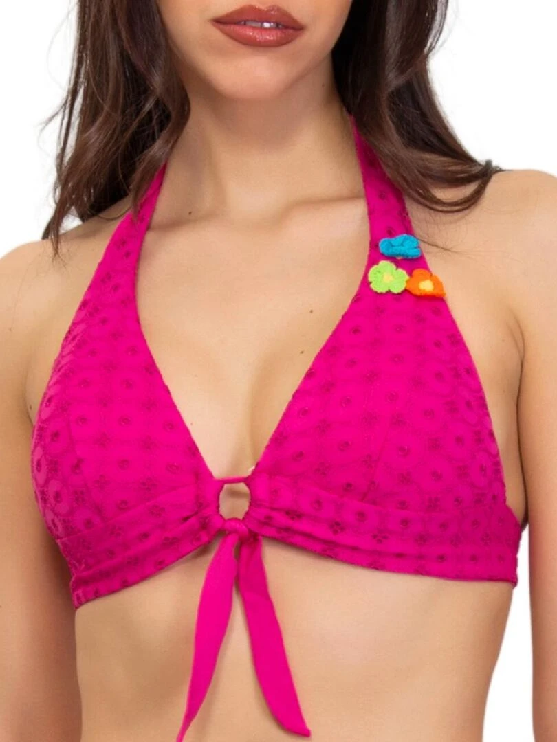 Haut de bain foulard broderie anglaise Sangallo Rose