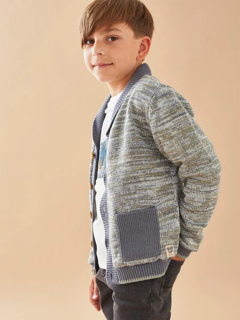 Cardigan tricoloudoux kaki/gris foncé Noukie's Gris