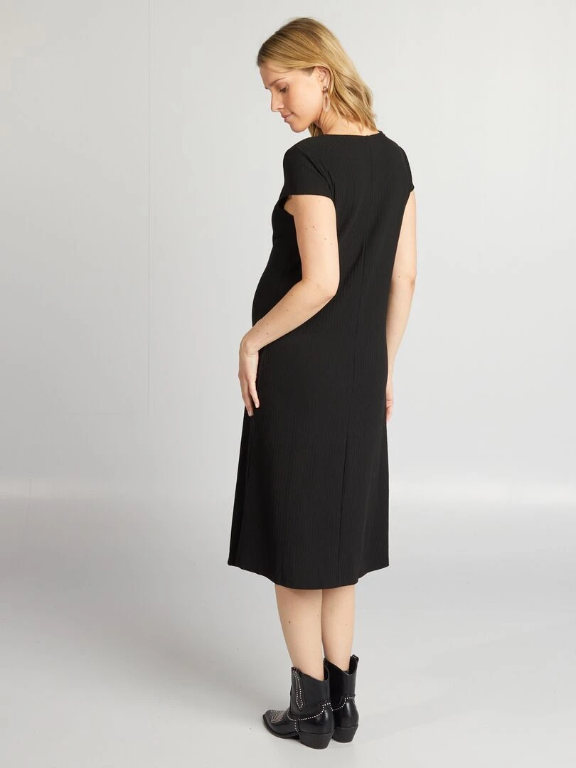 Robe courte en maille côtelée 'Only Maternity'   noir