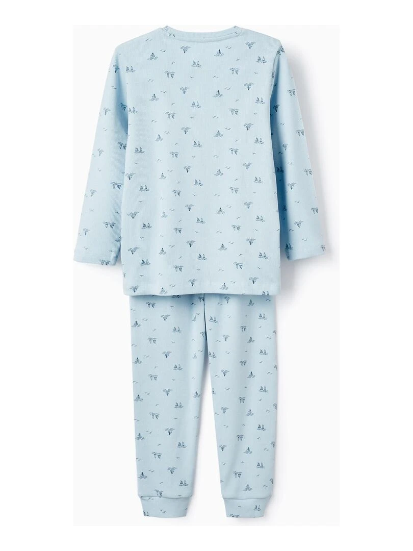 Pyjama côtelé avec motif pour garçon 'Sail Boats' manches longues ESSENTIALS LINE Bleu