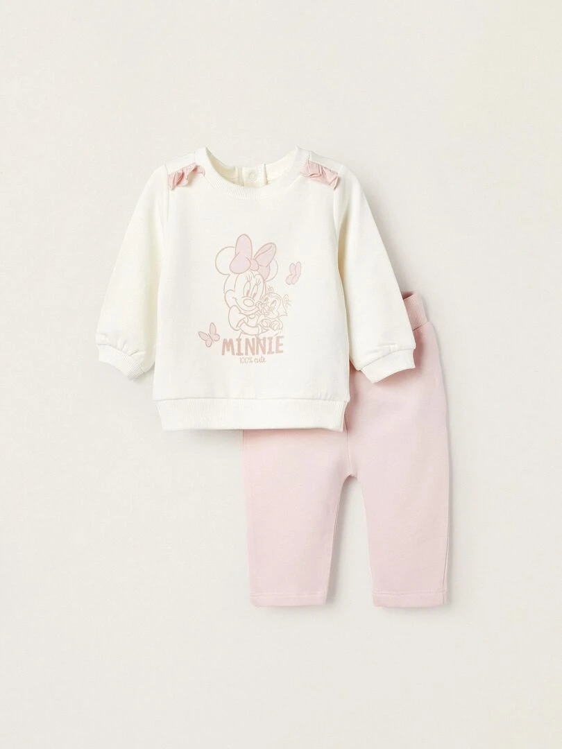 Pull + Pantalon en coton pour nouveau né 'Minnie' ATLANTIC COMPANY Rose clair