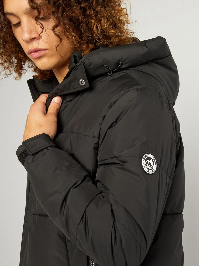 Doudoune à capuche en ripstop   noir