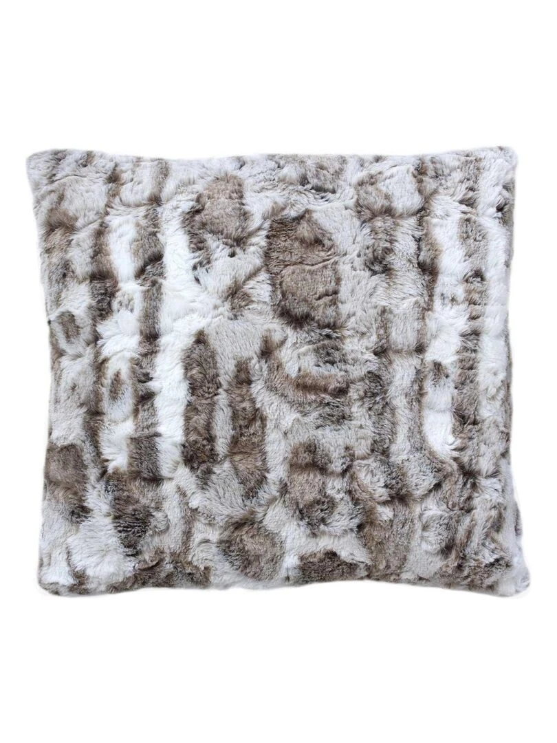Coussin non déhoussable en imitation fourrure Taupe