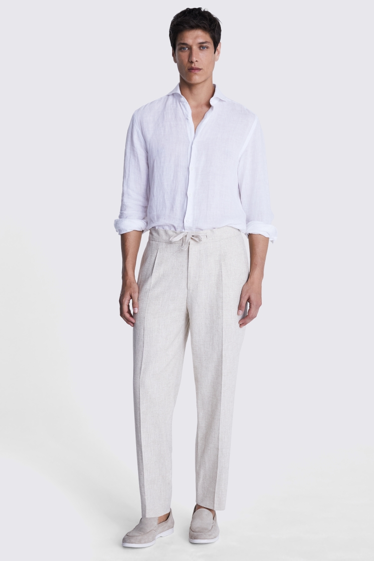 Ecru Herringbone Beach Trousers Buy Online at Moss