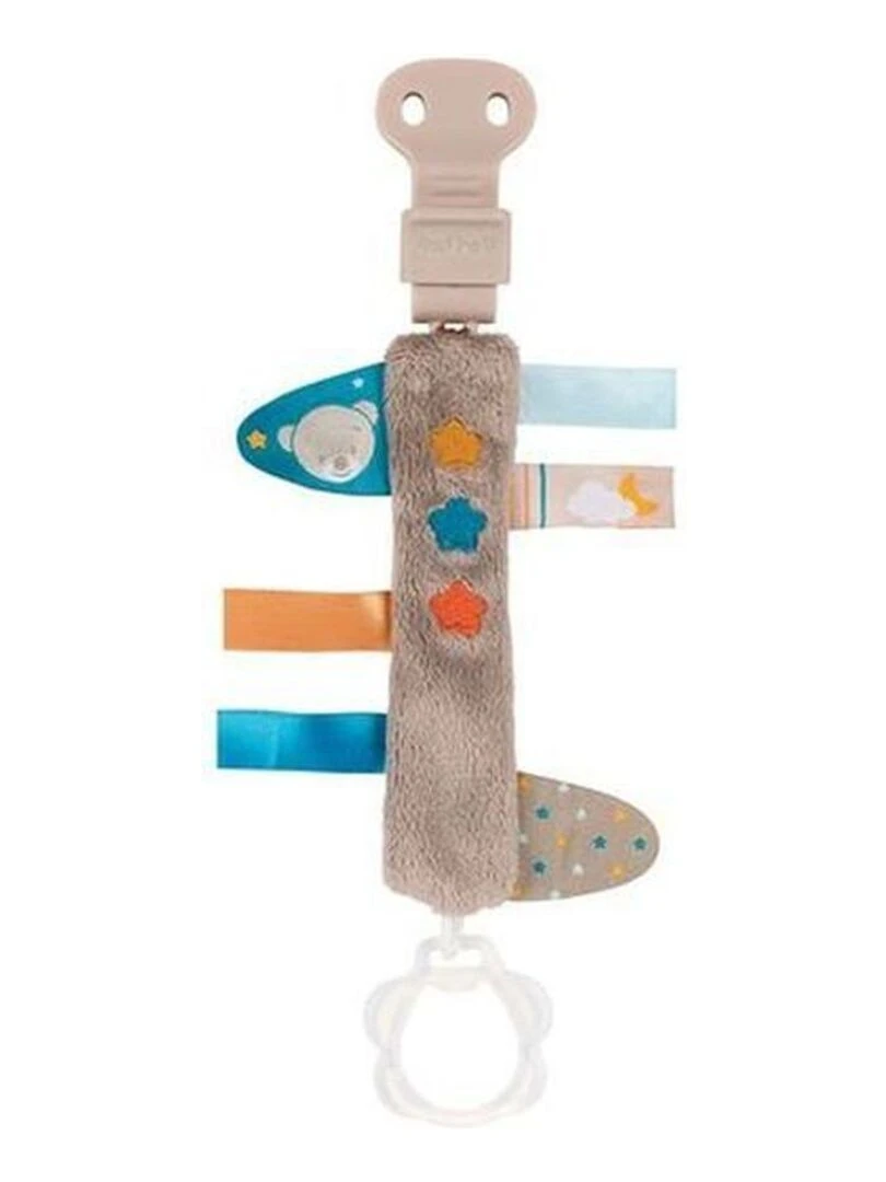 Doudou Nattou Ours Marron Basile l'ours Attache tétine 24 x 0 5 x 3 cm Mia & Basile Marron