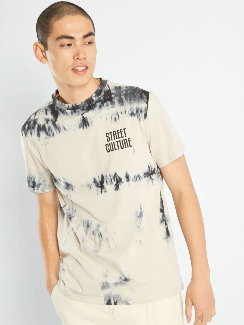 T shirt en jersey tie and dye Gris/beige